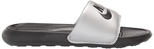 Nike Women's Victori Slide, Black Black Metallic Silver, 8