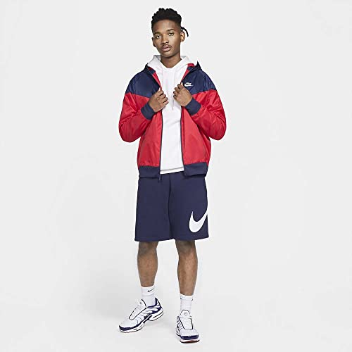 Nike Sportswear Men's Windrunner Hooded Windbreaker Full Zip Jacket (as1, alpha, s, regular, Red/Navy, Small), DA0001 657