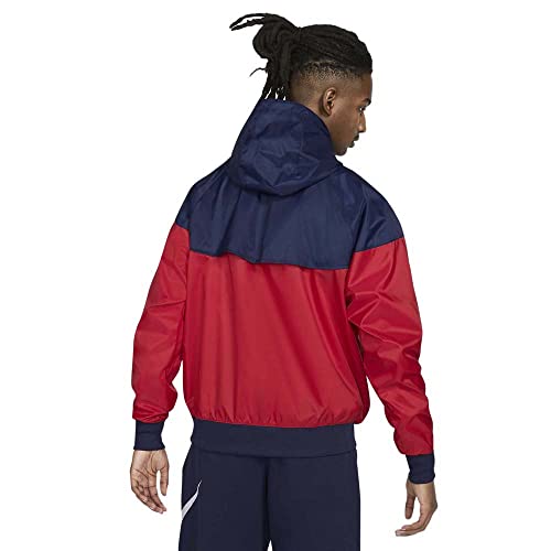 Nike Sportswear Men's Windrunner Hooded Windbreaker Full Zip Jacket (as1, alpha, s, regular, Red/Navy, Small), DA0001 657