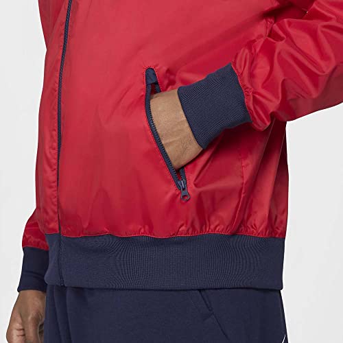 Nike Sportswear Men's Windrunner Hooded Windbreaker Full Zip Jacket (as1, alpha, s, regular, Red/Navy, Small), DA0001 657