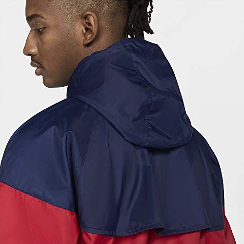 Nike Sportswear Men's Windrunner Hooded Windbreaker Full Zip Jacket (as1, alpha, s, regular, Red/Navy, Small), DA0001 657