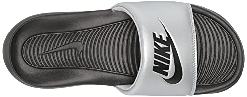 Nike Women's Victori Slide, Black Black Metallic Silver, 8